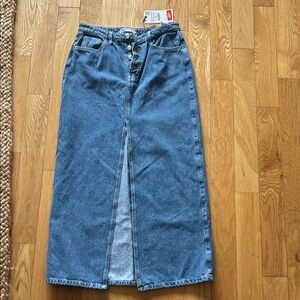 Blue Denim Maxi Skirt